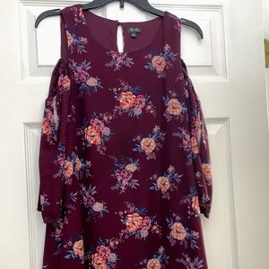 Lily Rose Cold Shoulder Shift Dress-Junior Medium